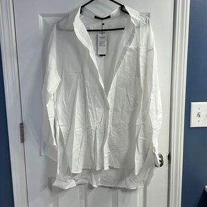 White long sleeved button down shirt